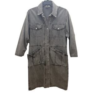 VTG 90’s Ashley Brooke Women’s Med Gray Long Barn Jacket Style Corduroy Collar